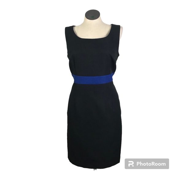 Ks Womens Collection Sheath Dress Size 14W Color Black With Blue 100% Polyester - Picture 1 of 10
